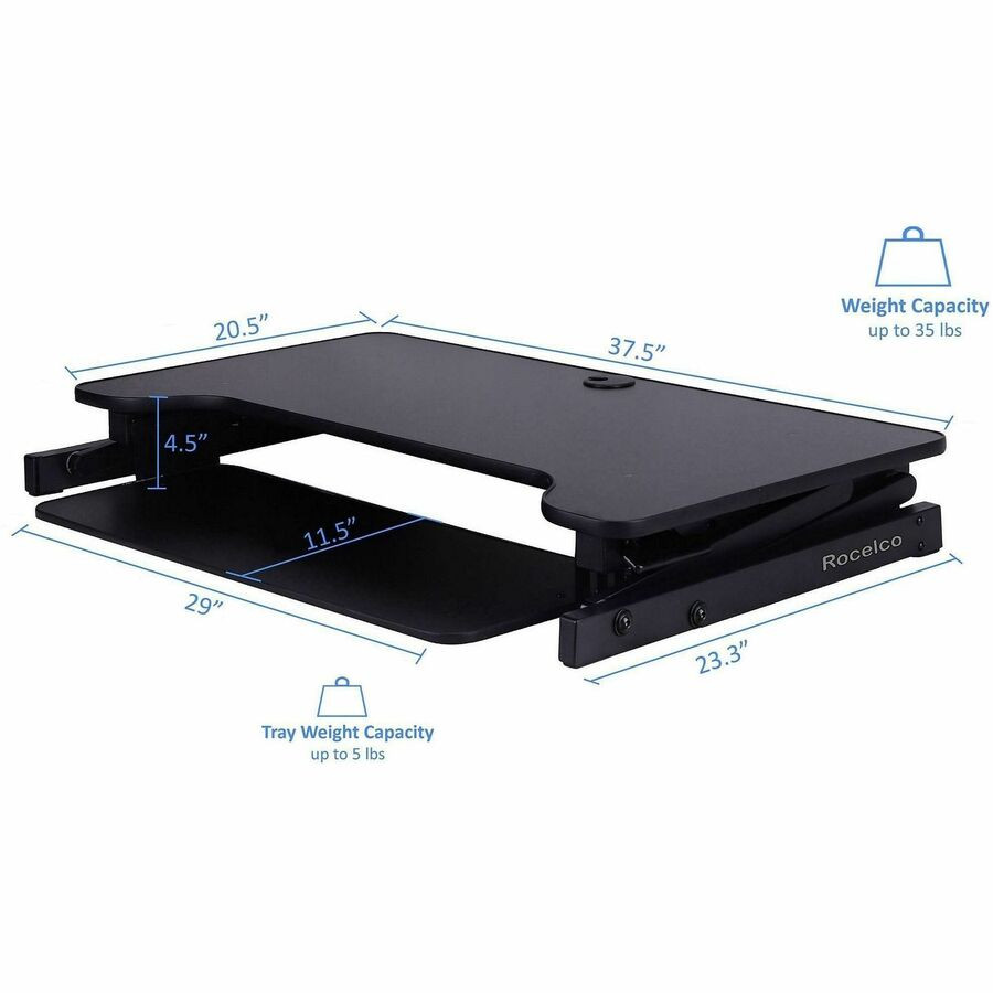 Rocelco, Inc Rocelco RDADRBMAFM Rocelco Standing Desk Converter & Commercial-grade Anti-Fatigue Mat