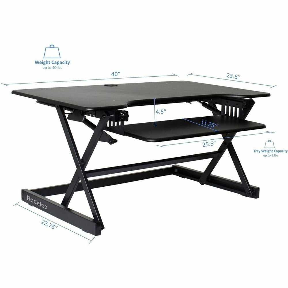 Rocelco, Inc Rocelco RDADRB40DM2 Rocelco Standing Desk Converter & Dual-Monitor Mount