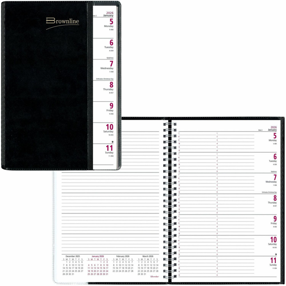 Dominion Blueline, Inc Brownline CB920.BLK Brownline Pre-Vu Weekly Planner, Transparent Section, English, Black (CB920.BLK)