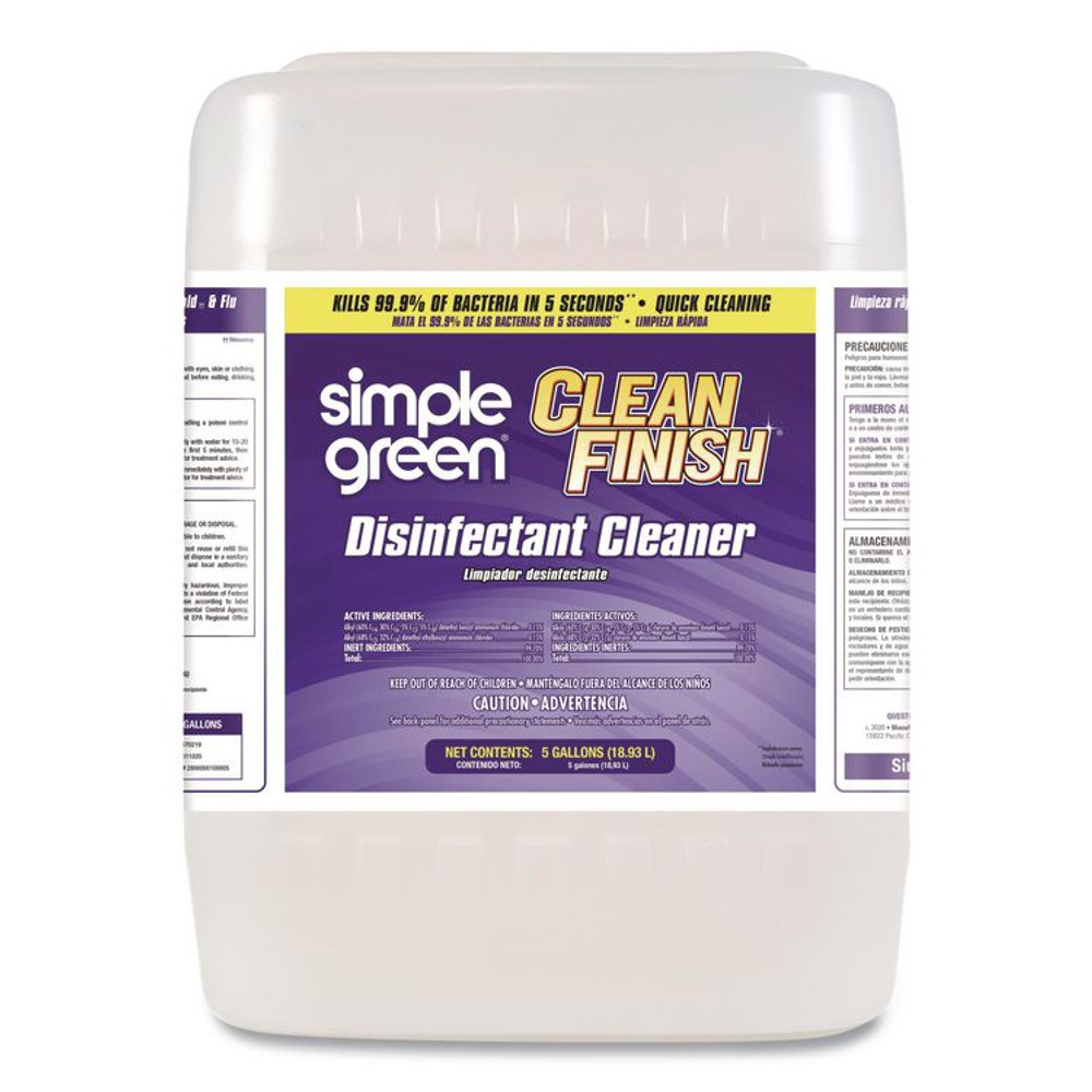 SUNSHINE MAKERS, INC. Simple Green® 2800005 Clean Finish Disinfectant Cleaner, Herbal Scent, 5 gal Pail