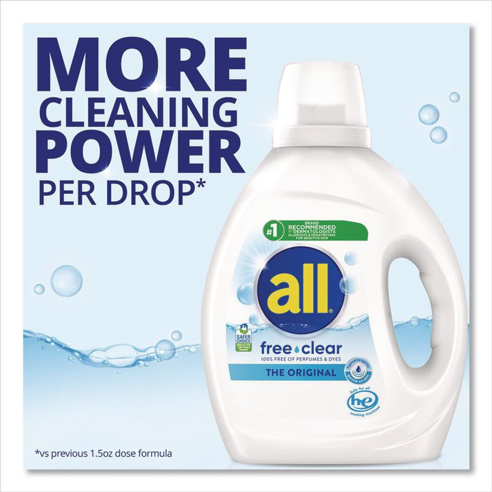 VEND-RITE MANUFACTURING CO all® 47415 Free Clear HE Laundry Detergent, 58 Loads, Unscented, 73 oz Bottle, 6/Carton