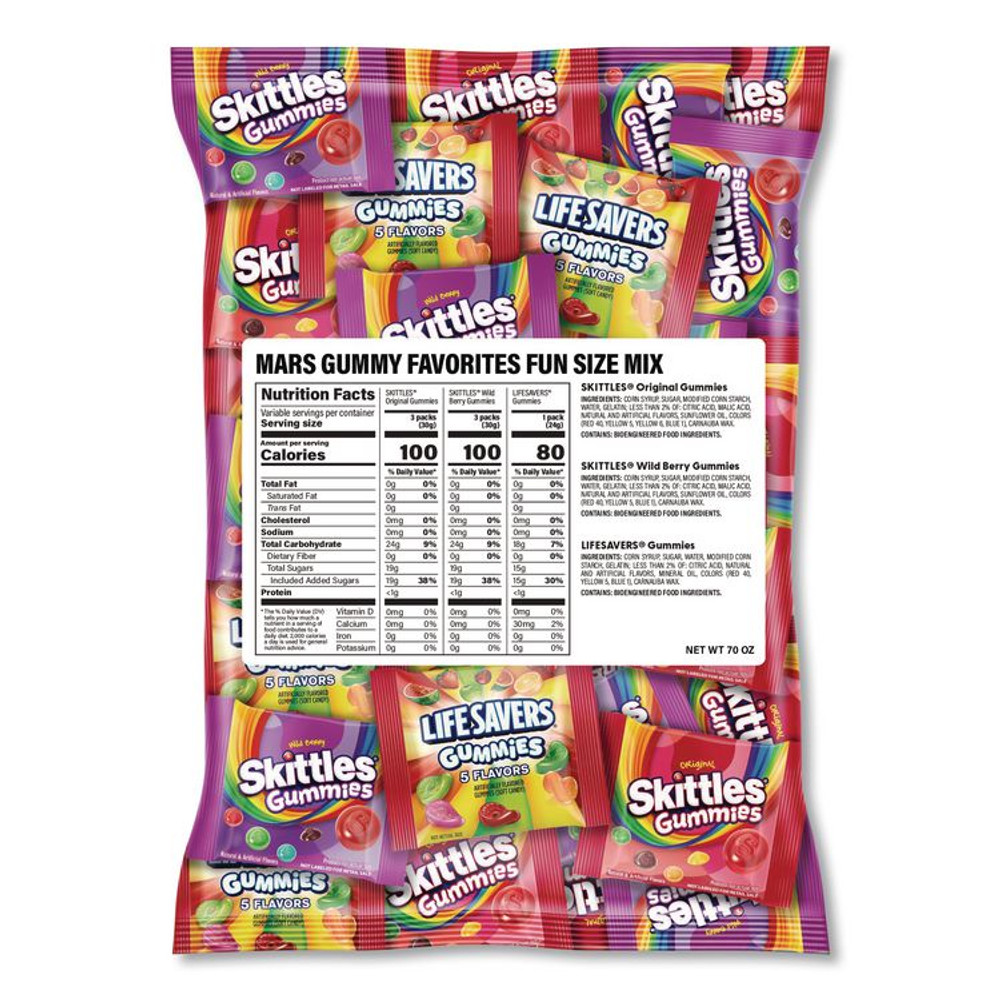 MARS, INC. 22002591 Gummy Favorites Fun Size Mix, 70 oz Bag
