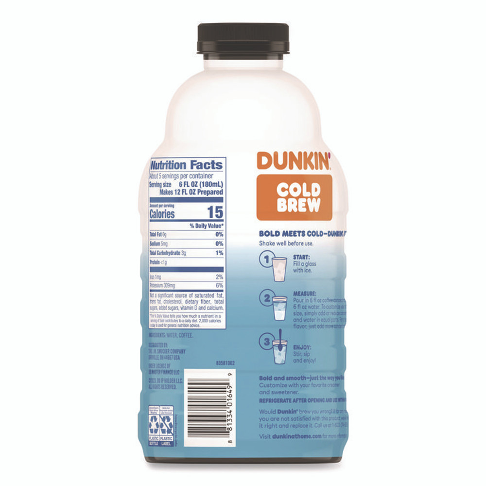 KEURIG DR PEPPER Dunkin'® SMU01649 Cold Brew Coffee, 31 oz Bottle