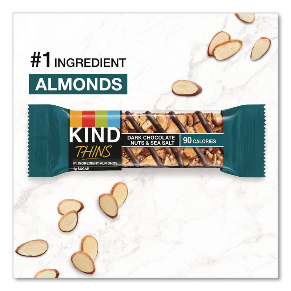 KIND LLC 41888 Thins Dark Chocolate Nuts and Sea Salt/Caramel Almond and Sea Salt Variety Pack, 0.74 oz Bar, 20/Box