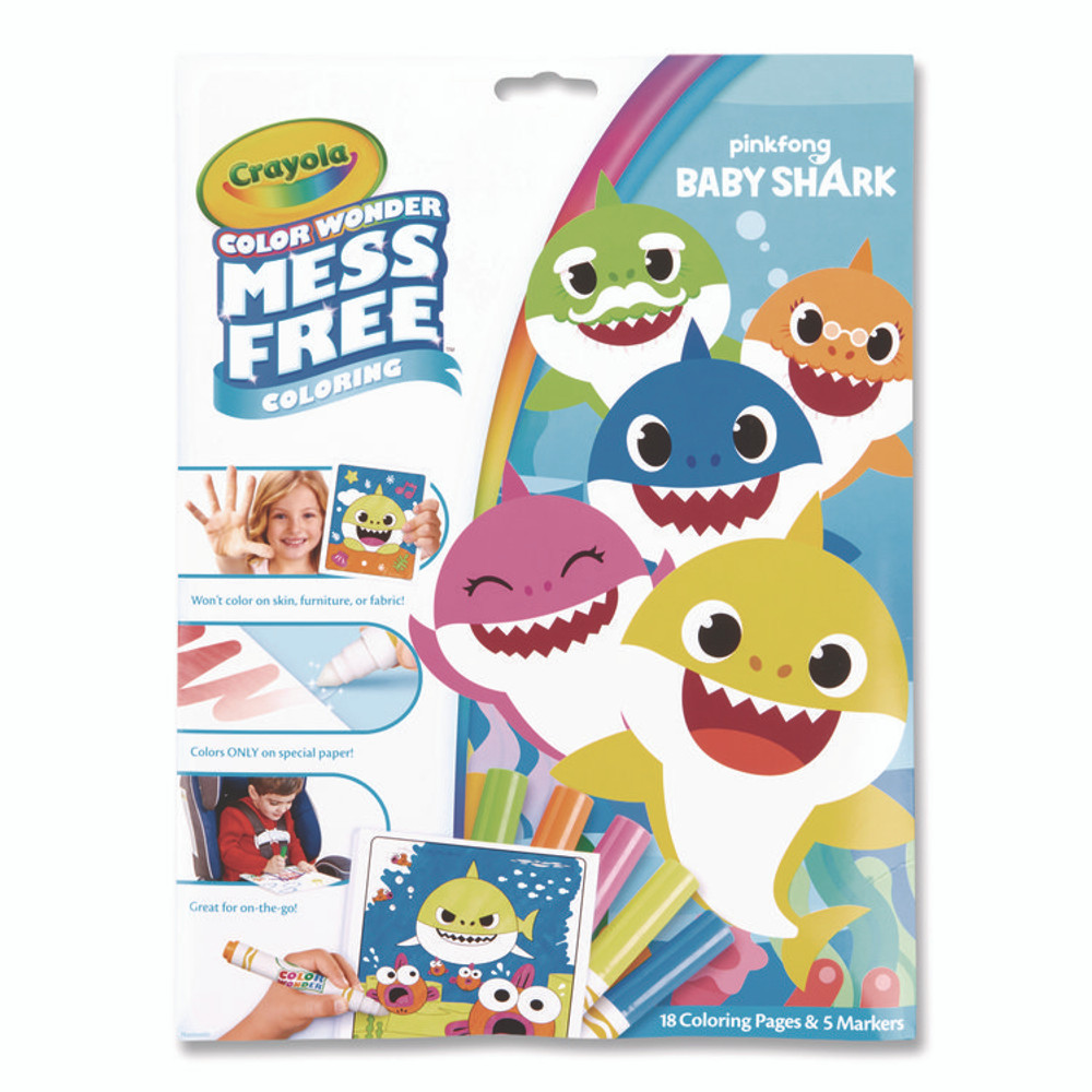 BINNEY & SMITH / CRAYOLA 757103 Pinkfong Baby Shark Color Wonder Kit, Includes Five Markers, Ages 3 and Up, 18 Pages
