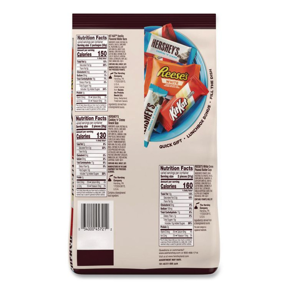 THE HERSHEY COMPANY Hershey®'s 22002587 All Time Greats White Snack Size Assortment, White Chocolate, 29.31 oz Bag