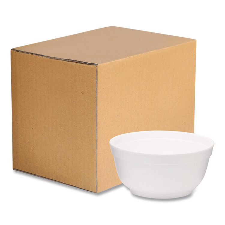 WINCUP CORPORATION 221990 Foam Bowls, Squat Style, 8 oz, White, 1,000/Carton