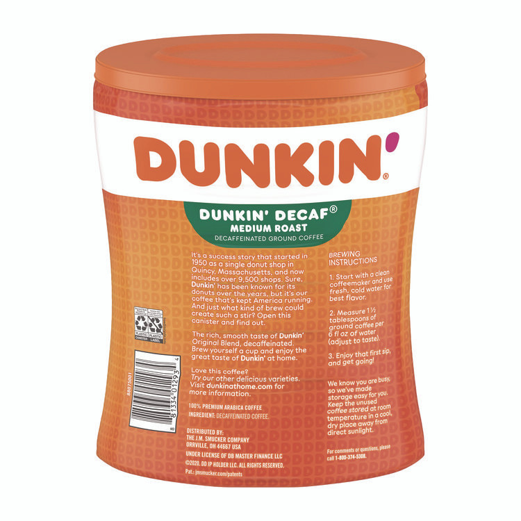KEURIG DR PEPPER Dunkin'® 8133401293 Original Blend Decaf Coffee, 30 oz Canister
