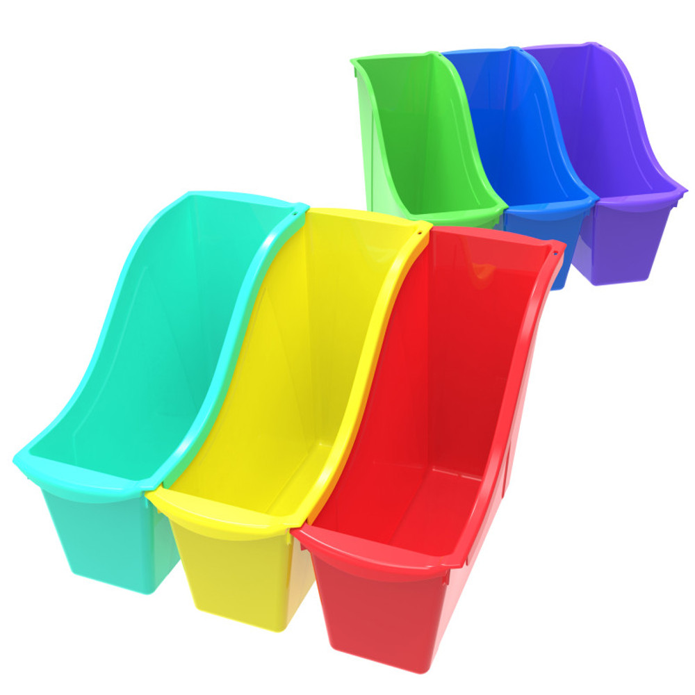 STOREX INDUSTRIES Storex Small Book Bin, Assorted Colors, Set of 6