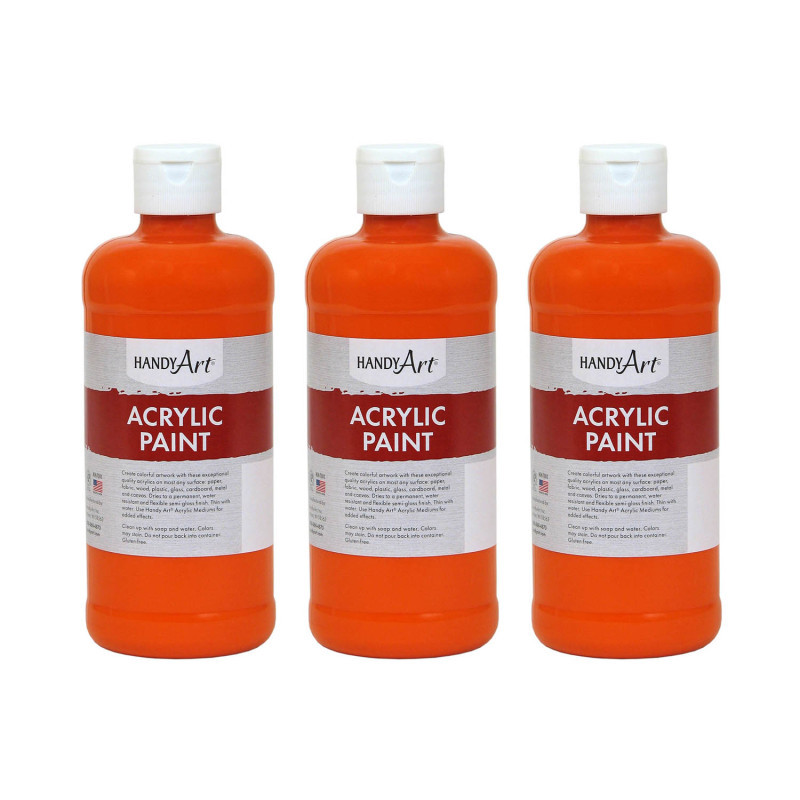 ROCK PAINT DISTRIBUTING CORP Handy Art® Acrylic Paint 16 oz, Chrome Orange, Pack of 3