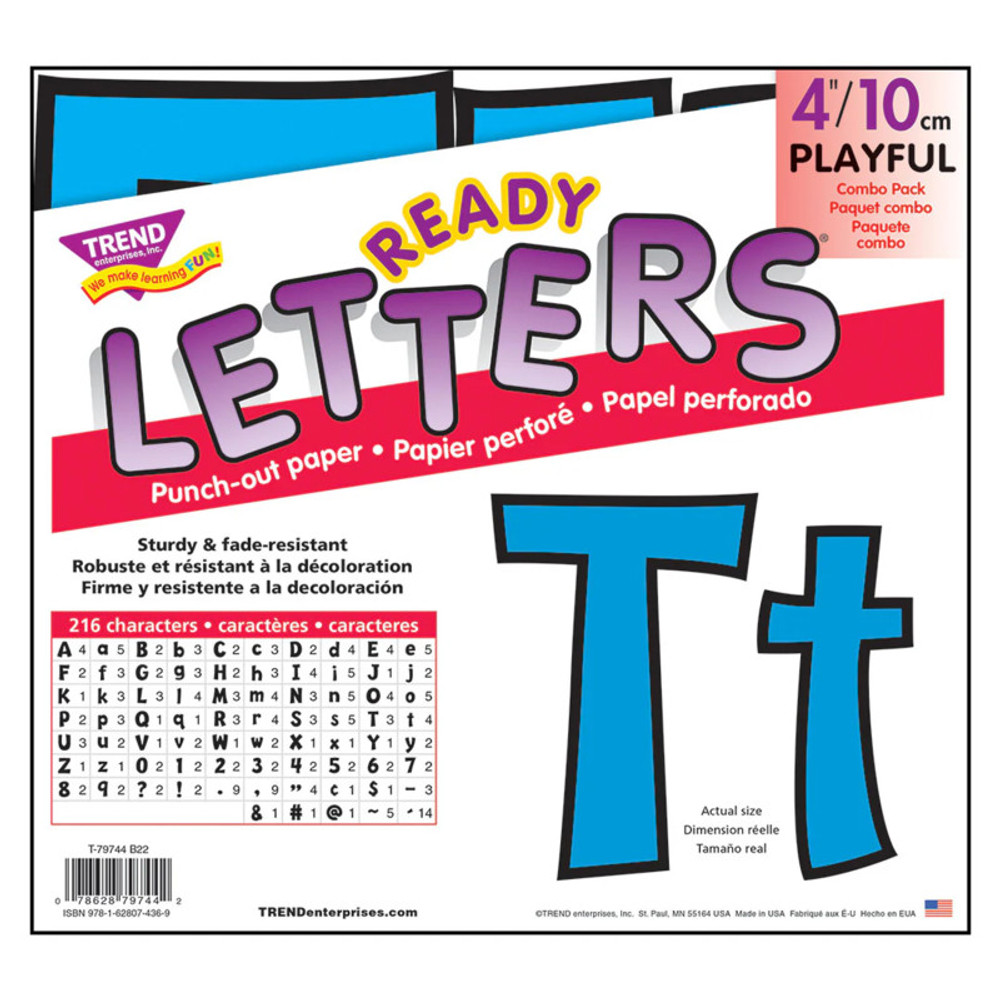TREND ENTERPRISES INC. TREND Blue 4-Inch Playful Uppercase/Lowercase Combo Pack (EN/SP) Ready Letters®