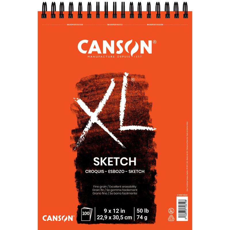 DIXON FINE ART Canson XL Series Sketch Pad, Top Wire Binding, 100 Sheet, 9x12 inch, 1 Count