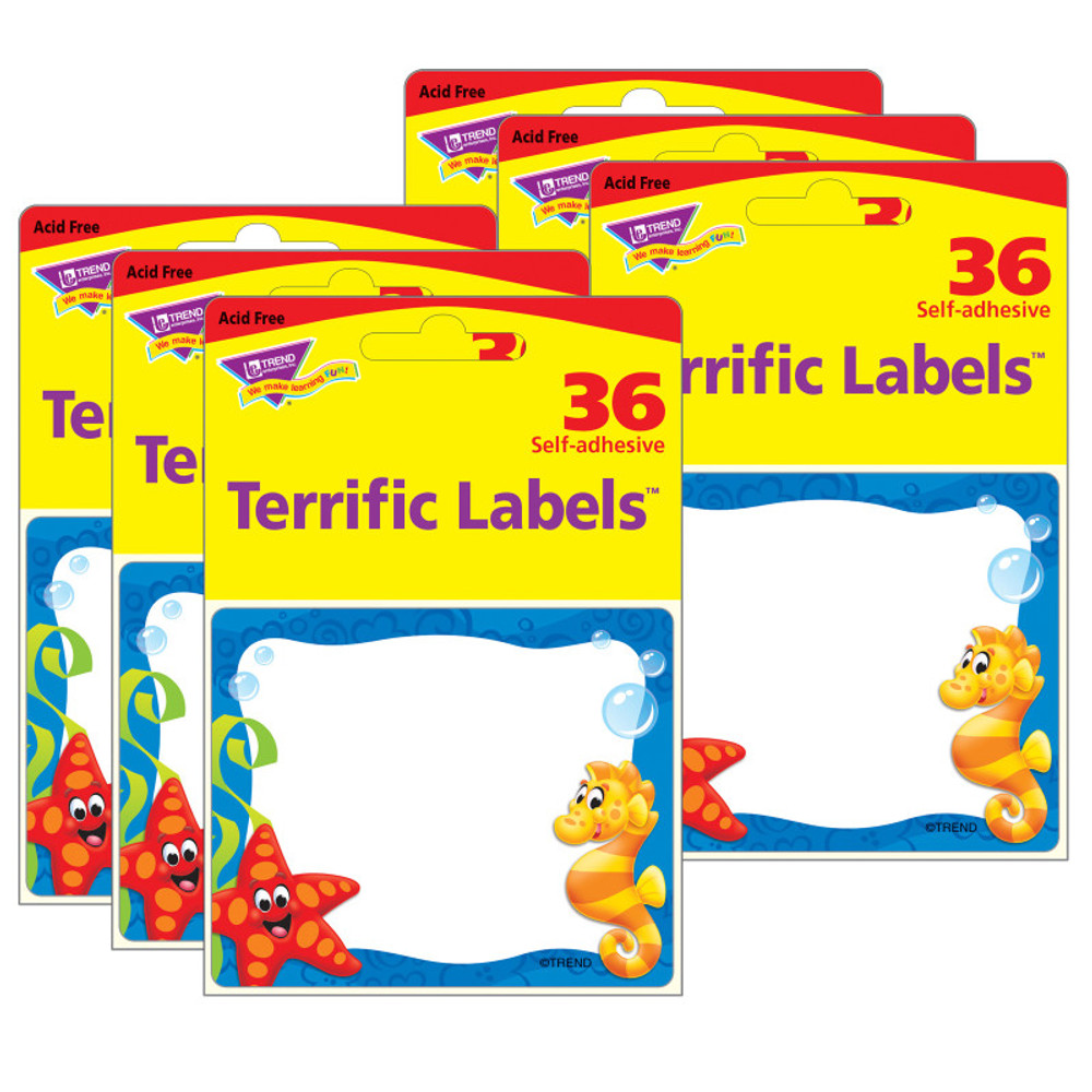 TREND ENTERPRISES INC. TREND Sea Buddies™ Terrific Labels™, 36 Per Pack, 6 Packs TREND ENTERPRISES INC. TREND Sea Buddies™ Terrific Labels™, 36 Per Pack, 6 Packs