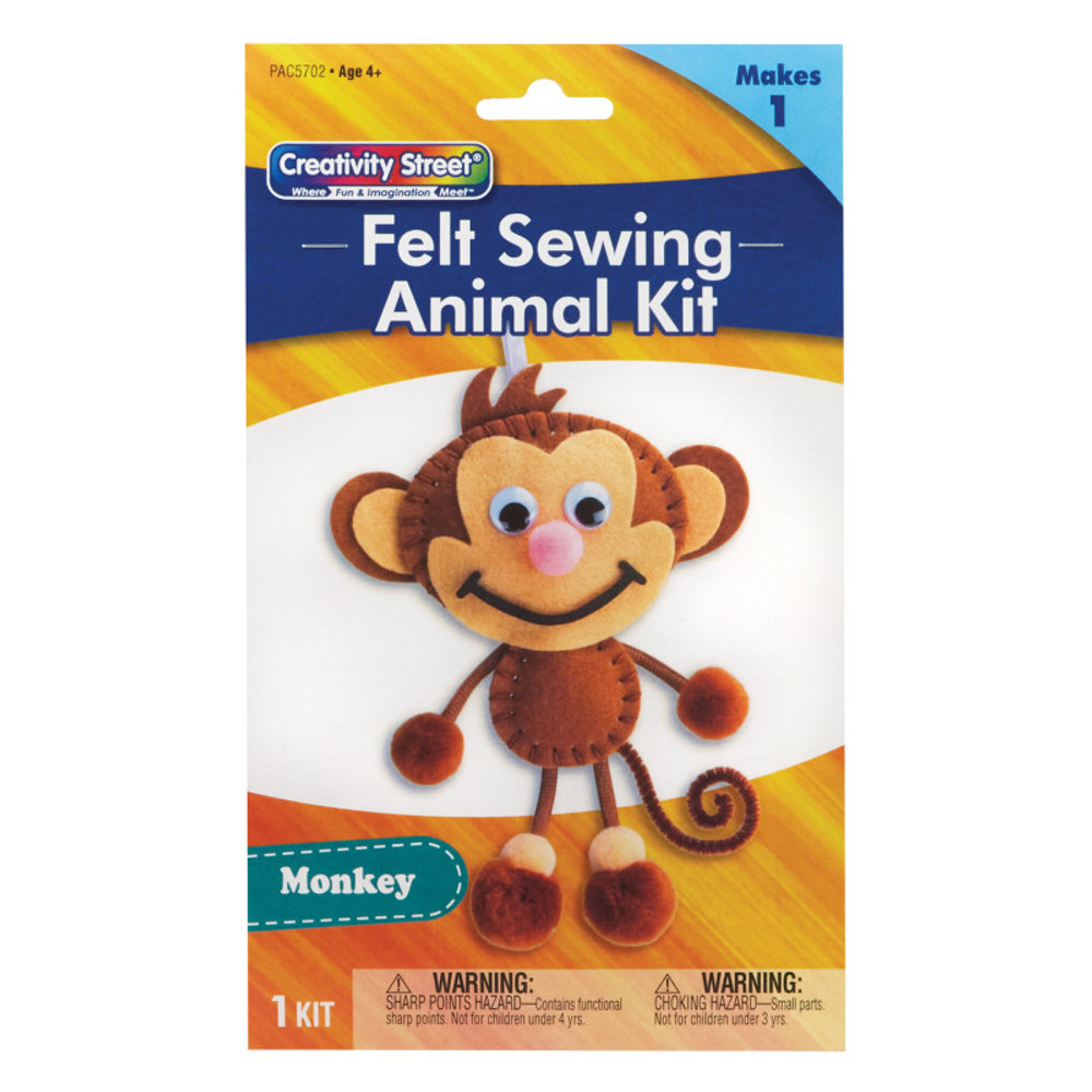 DIXON TICONDEROGA CO Creativity Street® Felt Sewing Animal Kit, Monkey, 6.5" x 10.5" x 1", 1 Kit