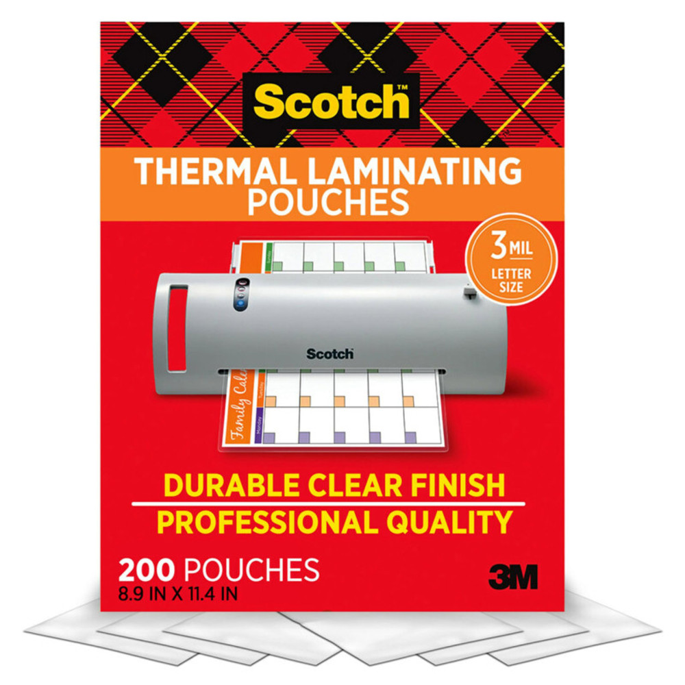 3M COMPANY Scotch® Thermal Laminating Pouches, 3 mil Size, Pack of 200