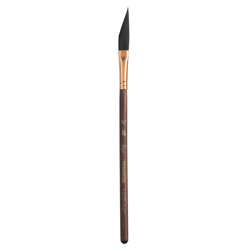 DIXON FINE ART Princeton Neptune Dagger Brush, Synthetic Bristles, Short Handle Watercolor Paintbrush, Dark Wood, Size 3/8 inch, 1 Count