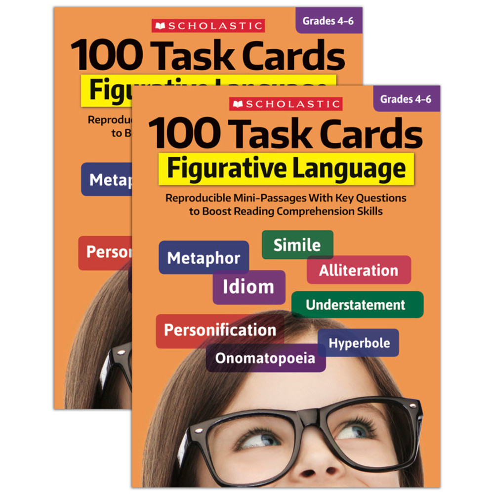 SCHOLASTIC TEACHING RESOURCES Scholastic Teaching Solutions 100 Task Cards: Figurative Language Activity Book, Pack of 2