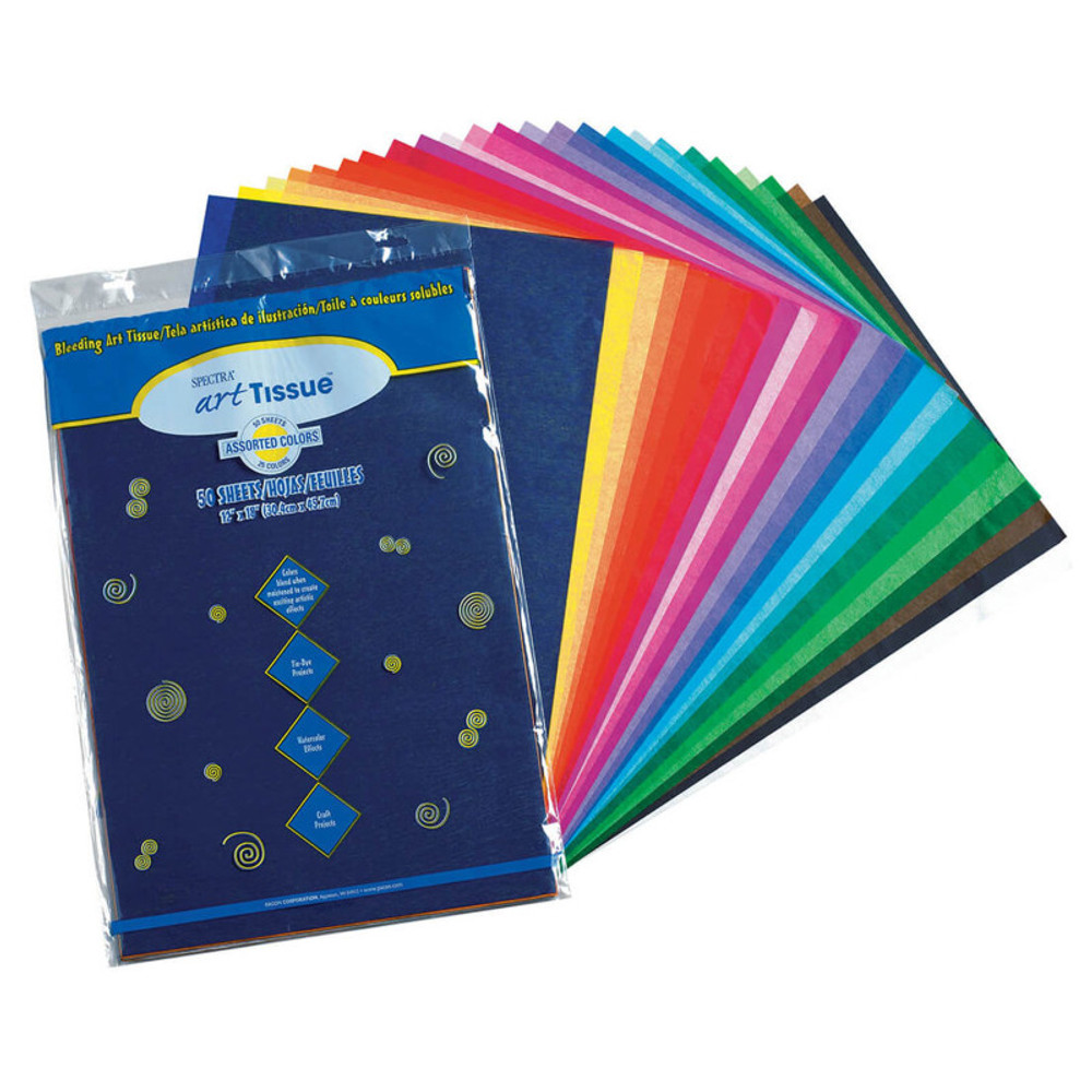 DIXON TICONDEROGA CO Spectra® Deluxe Bleeding Art Tissue, 25 Assorted Colors, 12" x 18", 50 Sheets