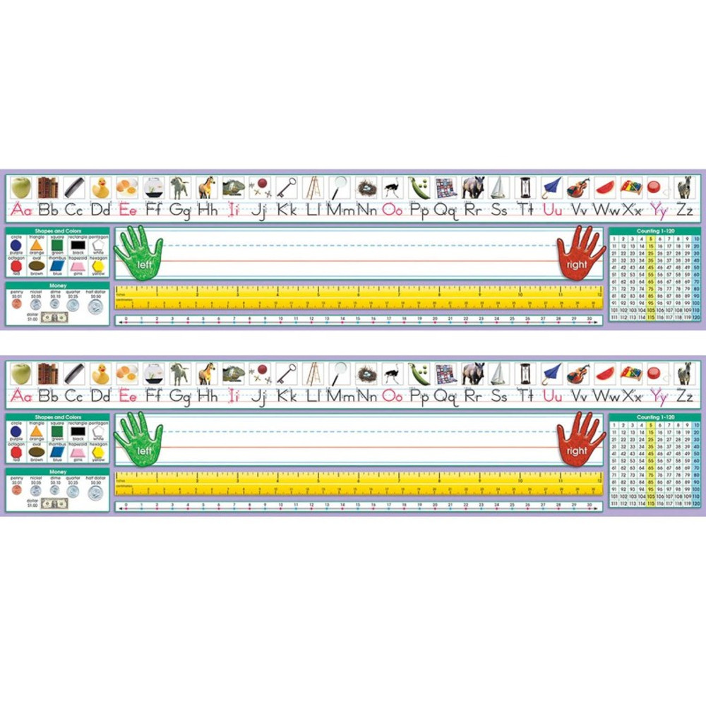 NORTH STAR TEACHER RESOURCE North Star Teacher Resources Adhesive Primary Traditional Manuscript Desk Plates, 17.5" x 4", 36 Per Pack, 2 Packs
