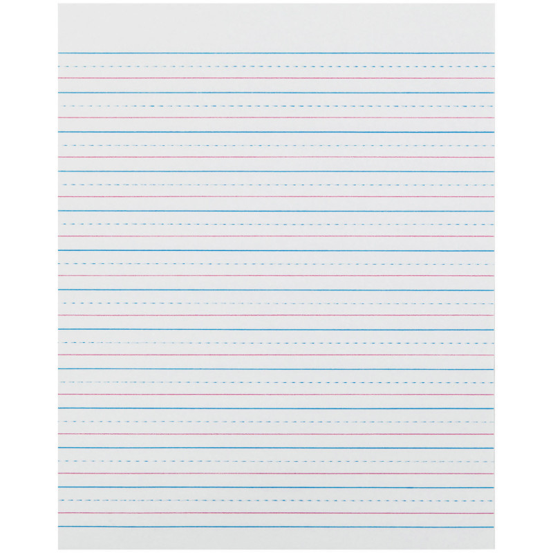 DIXON TICONDEROGA CO Zaner-Bloser® Sulphite Handwriting Paper, Dotted Midline, Grade 2, 1/2" x 1/4" x 1/4" Ruled Short, 8" x 10-1/2", 500 Sheets