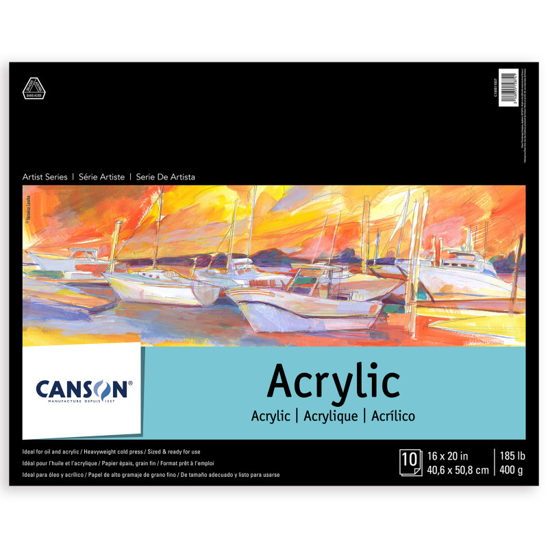 DIXON FINE ART Canson Artist Series Acrylic Pad, Foldover Binding, 10 Sheet, 16x20 inch, 1 Count