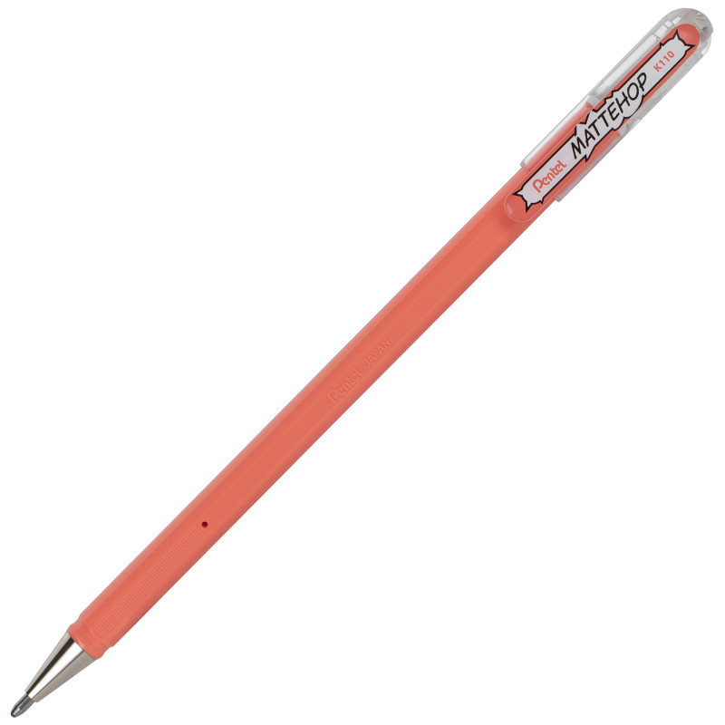 PENTEL OF AMERICA Pentel Arts Hybrid MATTEHOP Gel Roller, 1.0mm, Matte Coral Pink Ink, Pack of 12