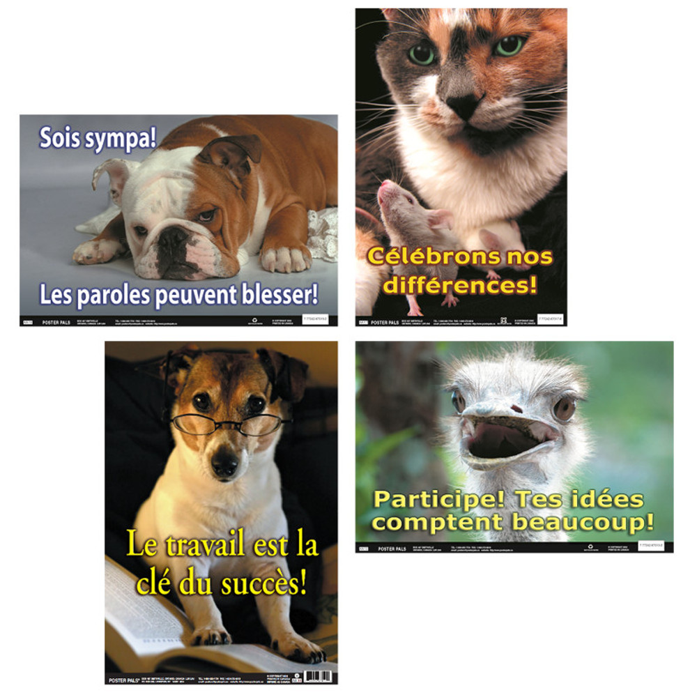 POSTER PALS Poster Pals® French Fun Photo Posters Set #10, 12" x 18", Set of 4