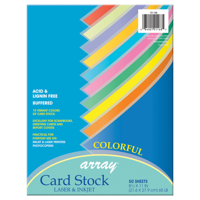 DIXON TICONDEROGA CO Pacon® Colorful Card Stock, 10 Assorted Colors, 8-1/2" x 11", 50 Sheets