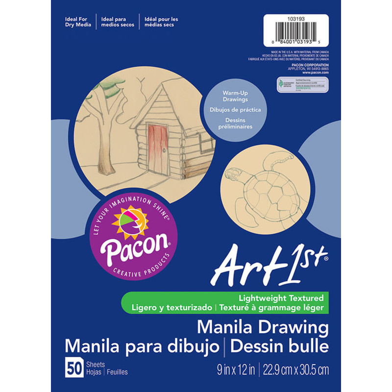 DIXON TICONDEROGA CO UCreate® Drawing Paper, Manila, Standard Weight, 9" x 12", 50 Sheets