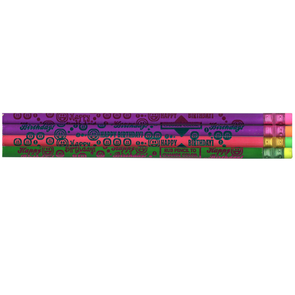 LAROSE INDUSTRIES- ROSE MOON Moon Products Thermo Happy Birthday Pencils, Assorted Colors, 12 Per Pack, 12 Packs
