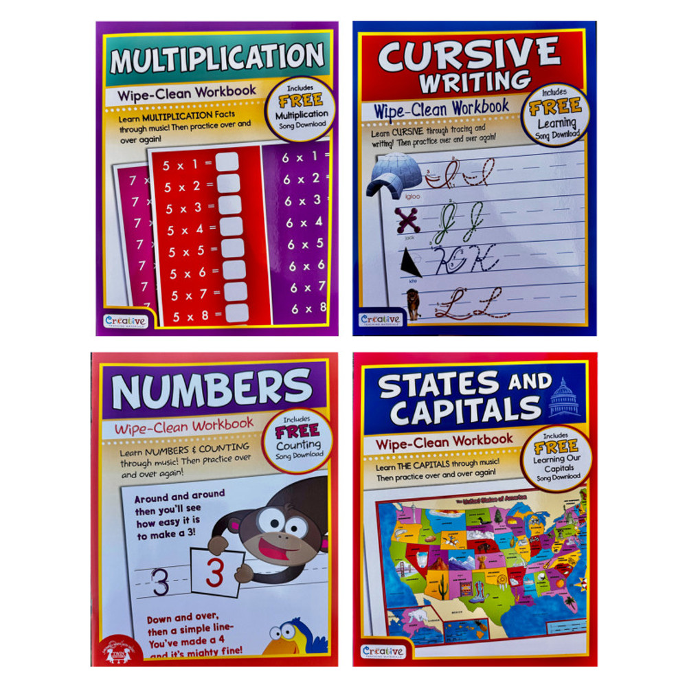 PBS PUBLISHING Twin Sisters Productions Wipe-Clean Workbook Set 1, 4 Books