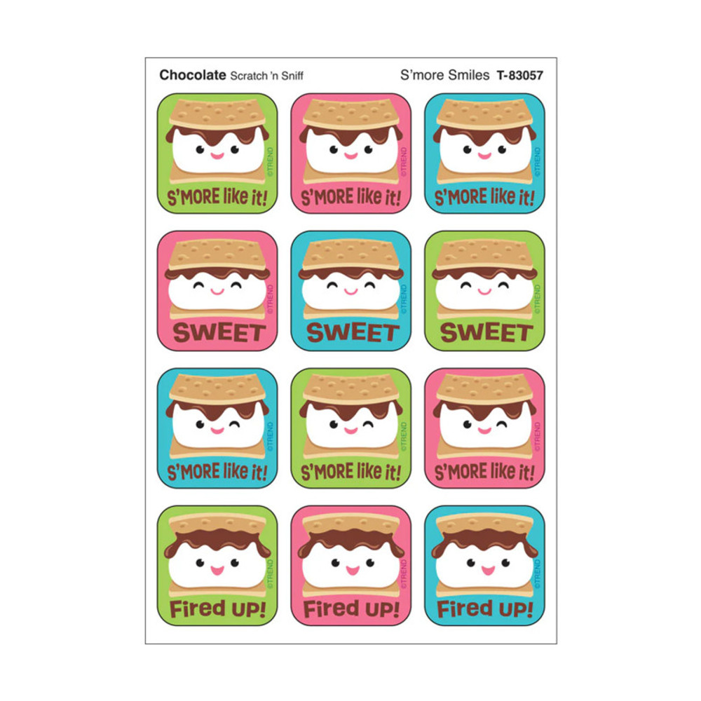 TREND ENTERPRISES INC. TREND S'more Smiles, Chocolate Scent Scratch 'n Sniff Stinky Stickers®, Pack of 48
