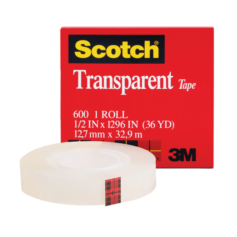 3M COMPANY Scotch® Transparent Tape Refill Roll, 1/2" x 1296", 1 Roll