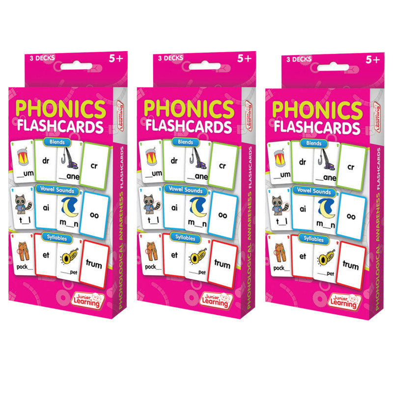 JUNIOR LEARNING Junior Learning® Phonics Flashcards, 3 Sets Per Pack, 3 Packs