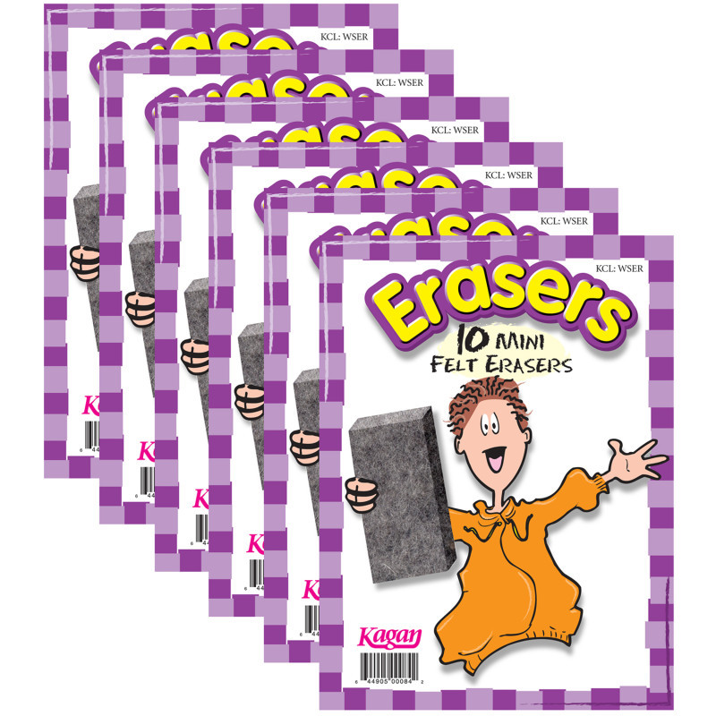 KAGAN PUBLISHING Kagan Publishing Erasers, Mini, 10 Per Pack, 6 Packs