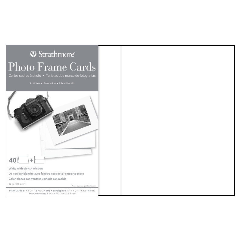 DIXON FINE ART Strathmore Photo Frame Cards & Envelopes, Plain Border, 5x6.875 inch, 40 Pack