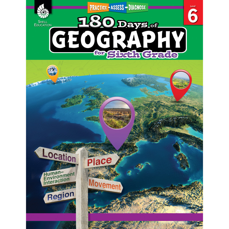 SHELL EDUCATION Shell Education 180 Days of Geography for Sixth Grade