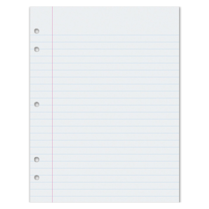DIXON TICONDEROGA CO Pacon® Composition Paper, White, 5-Hole Punched, Red Margin, 3/8" Ruled, 8" x 10-1/2", 500 Sheets