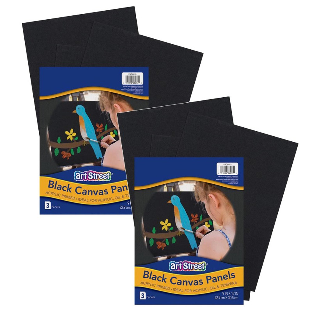 DIXON TICONDEROGA CO Prang® Canvas Panels, Black, 9" x 12", 3 Per Pack, 2 Packs