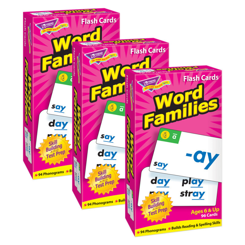 TREND ENTERPRISES INC. TREND Word Families Skill Drill Flash Cards, 3 Packs