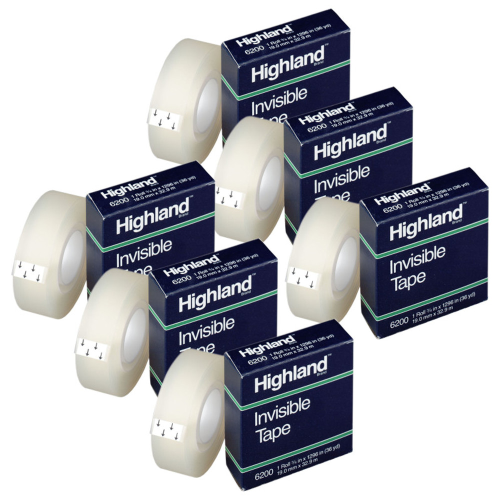 3M COMPANY Highland™ Invisible Tape, 3/4" x 1296", 6 Rolls