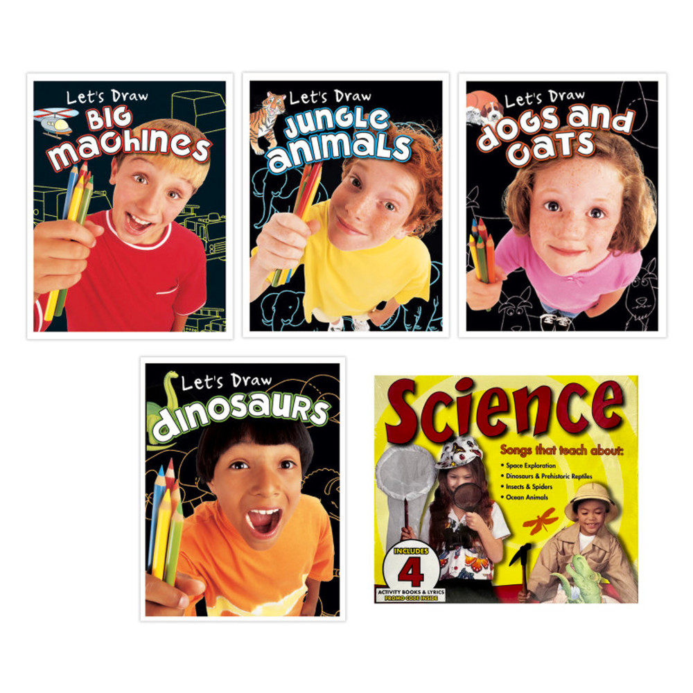 PBS PUBLISHING Creative Teaching Materials Let's Draw Book Series & Science CD Set Bundle