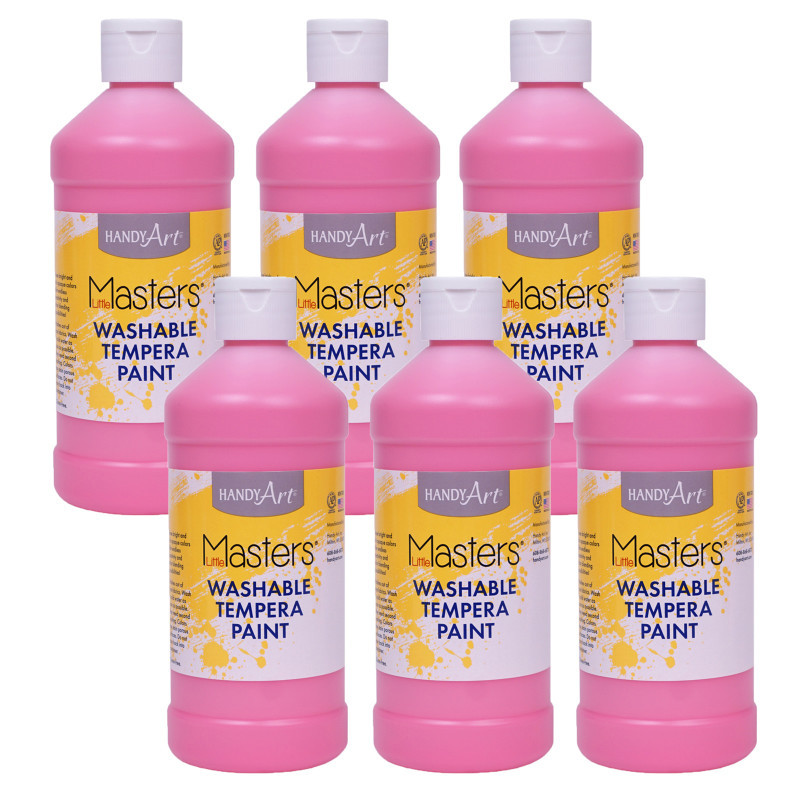 ROCK PAINT DISTRIBUTING CORP Handy Art® Little Masters® Washable Tempera Paint, Pink, 16 oz., Pack of 6
