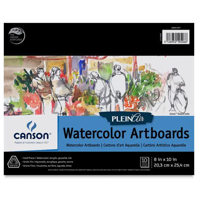 DIXON FINE ART Canson Artist Series Montval Plein Air Watercolor Board, Foldover Binding, 10 Sheet, 8x10 inch, 1 Count