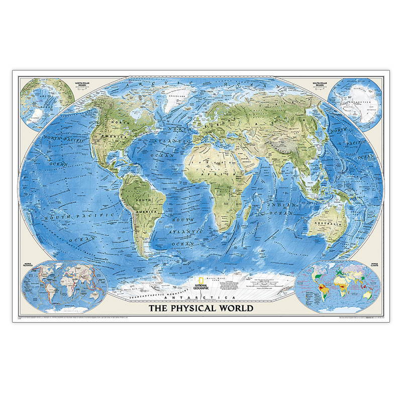 NATIONAL GEOGRAPHIC MAPS National Geographic World Physical Map, Enlarged and Laminated, 69.25" x 46.25"