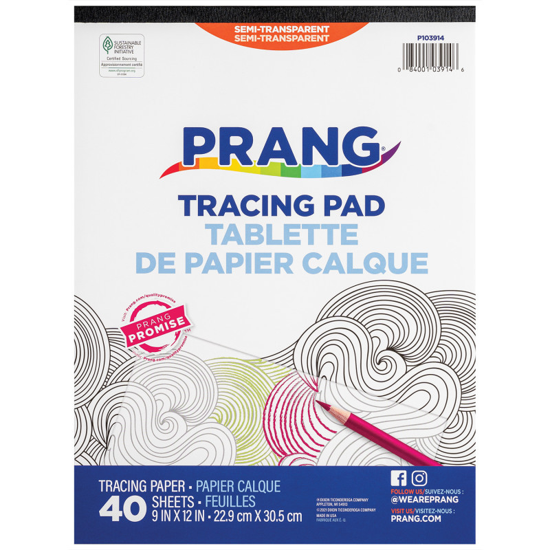 DIXON TICONDEROGA CO Prang® Tracing Paper Pad, Translucent, 9" x 12", 40 Sheets