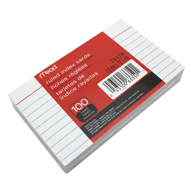 MEAD - ACCO BRANDS USA LLC Mead® Index Cards, Ruled, 3" x 5", Pack of 100