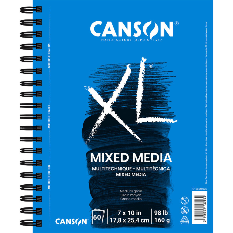 DIXON FINE ART Canson XL Series Mixed Media Pad, Side Wire Binding, 60 Sheet, 7x10 inch, 1 Count