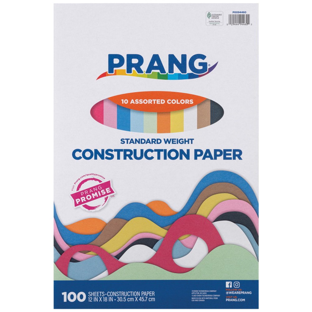 DIXON TICONDEROGA CO Prang® Construction Paper, Standard Weight, 10 Assorted Colors, 12" x 18", 100 Sheets