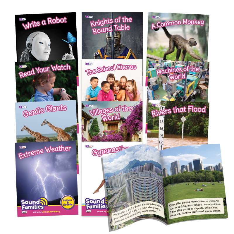 JUNIOR LEARNING Beanstalk Books Sound Families Decodable Readers Consonants Non-Fiction Phase 5.5, Set of 12